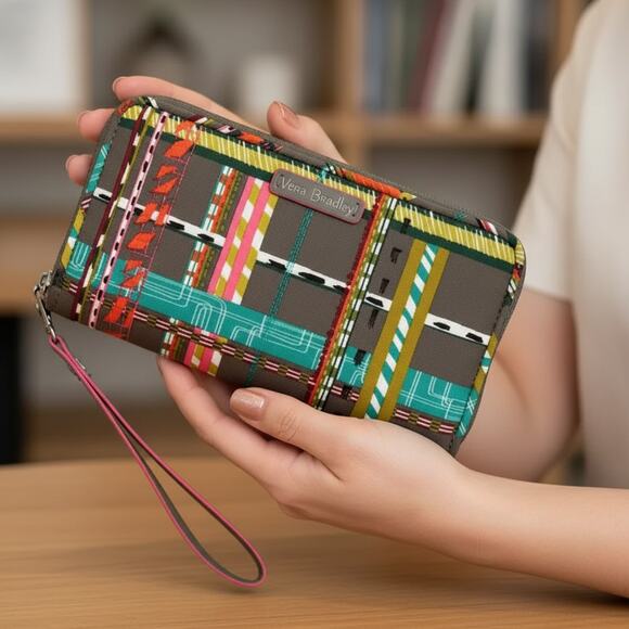 Vera Bradley Plaid Twill RFID Wristlet, 7.5"x 4.0" - Picture 3 of 9